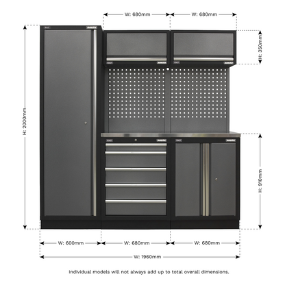 Superline PRO® 2.0m Storage System - Stainless Worktop