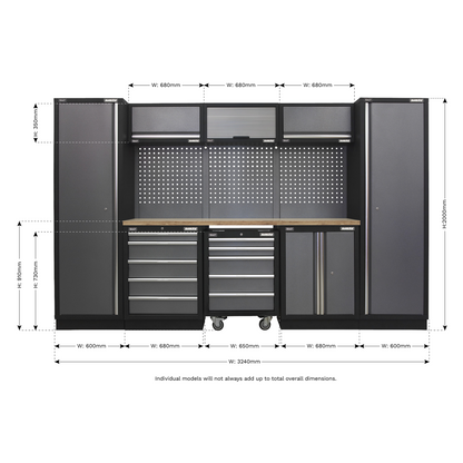 Superline PRO® 3.2m Storage System - Wood Worktop