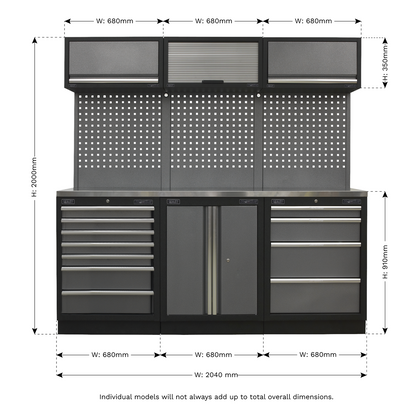 Superline PRO® 2m Storage System - Stainless Worktop