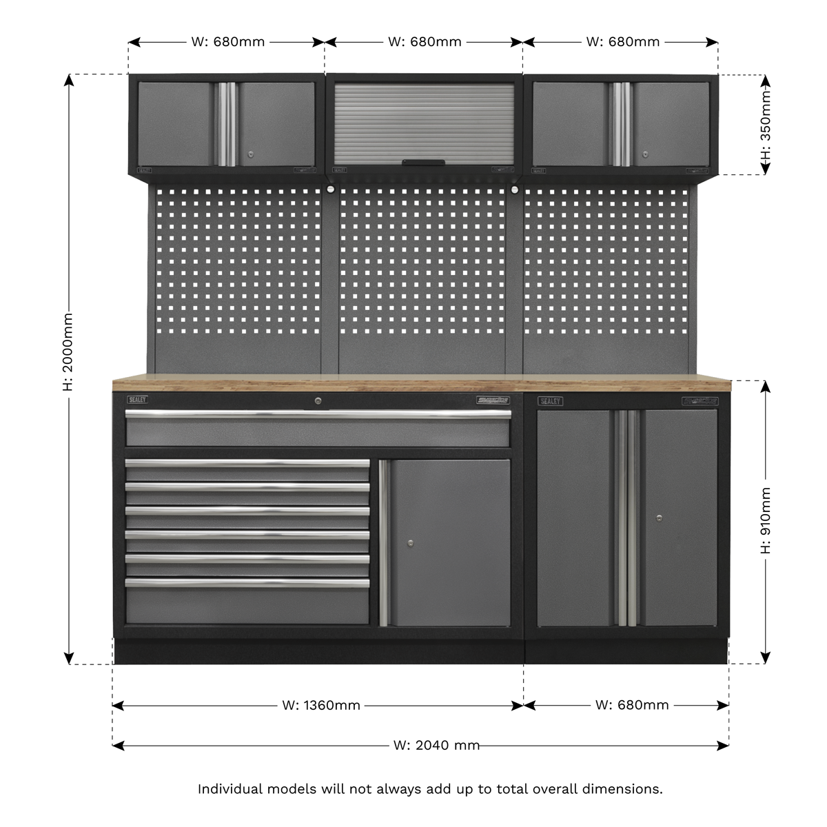 Superline PRO® 2.04m Storage System - Pressed Wood Worktop