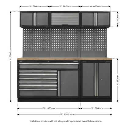 Superline PRO® 2.04m Storage System - Pressed Wood Worktop